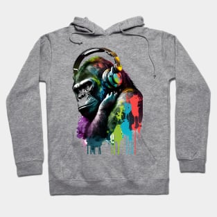 Gorilla Painting Listening to Music Hoodie